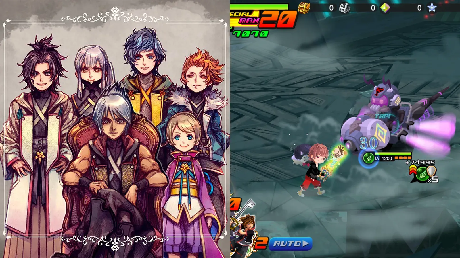 Side-by-side key art and gameplay: Dark Road key visual beside Union χ in-game screenshot